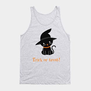 Halloween Trick Or Treat Black Cat Tank Top